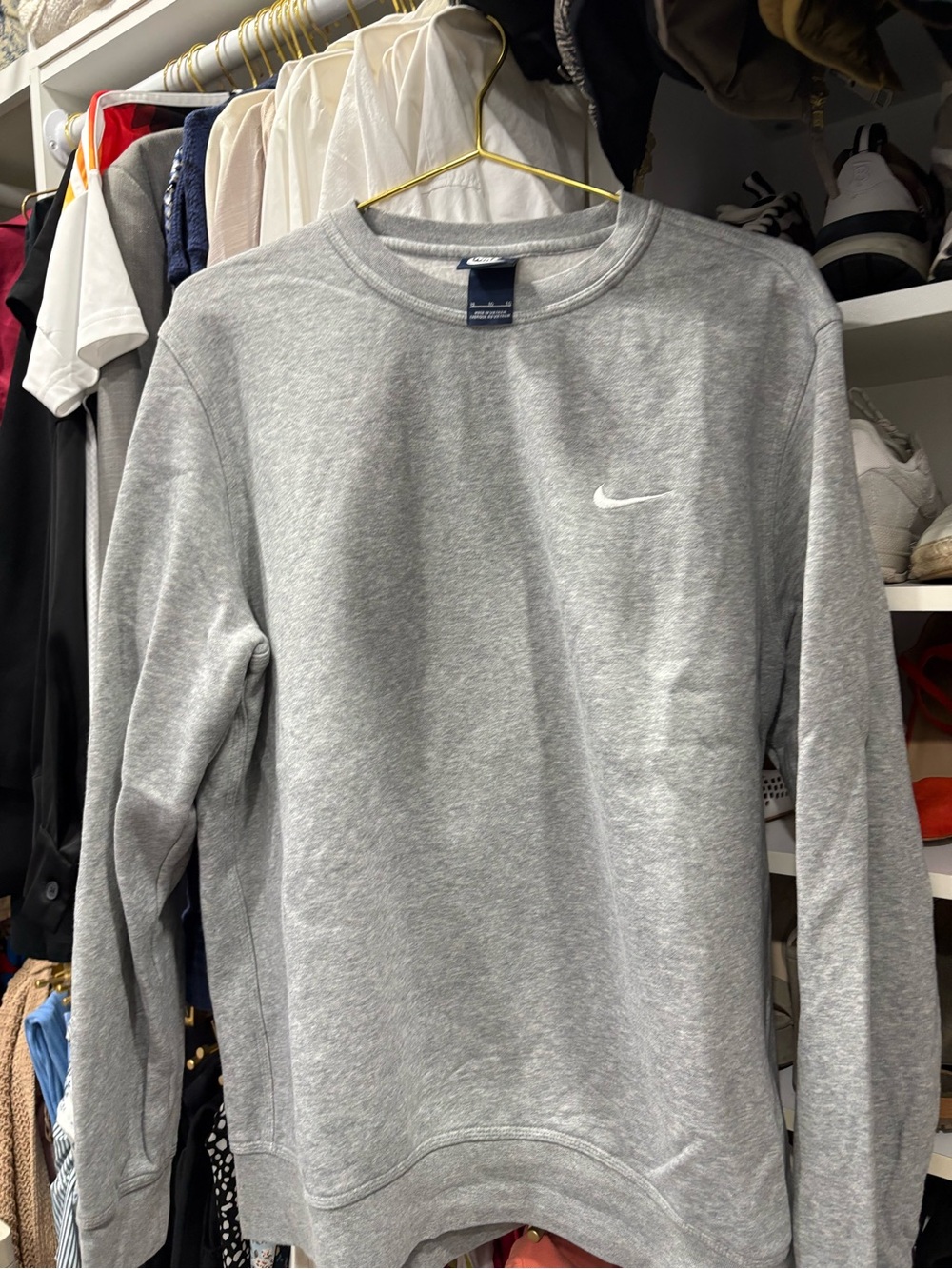 Nike Gray Crewneck Sweatshirt with White Swoosh